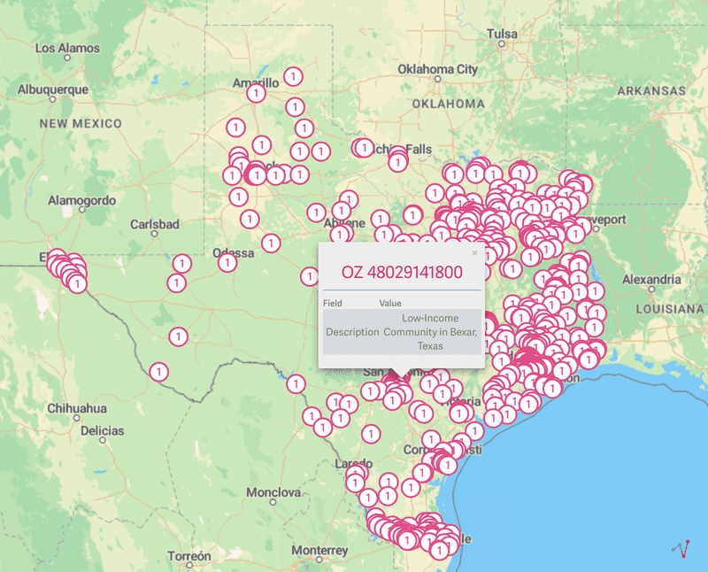 Map of proposed Opportunity Zones in Texas