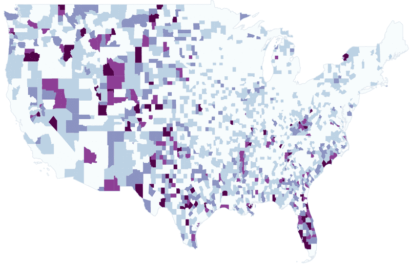 County-level forecasting error rates by StratoDem Analytics
